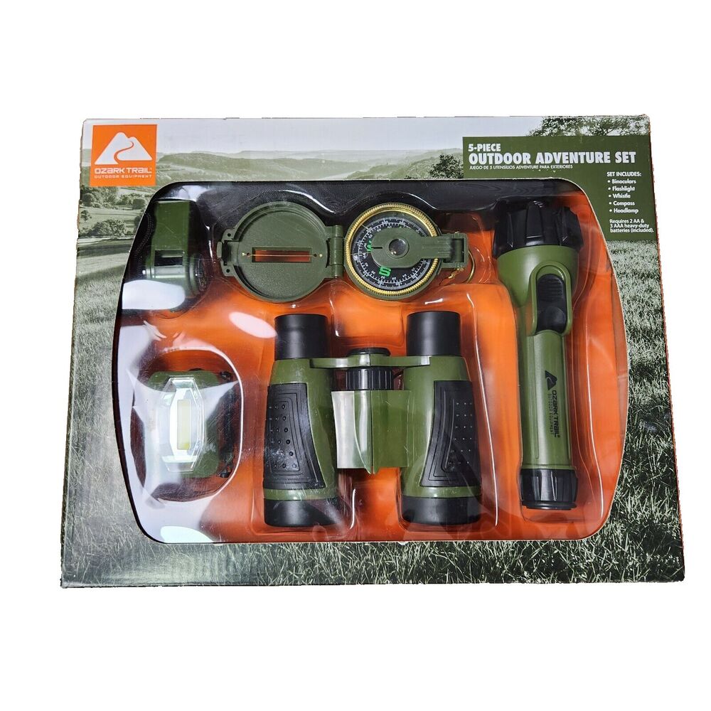 Ozark Trail 5 Piece Outdoor Adventure Set Binoculars Compass Flashlight and More